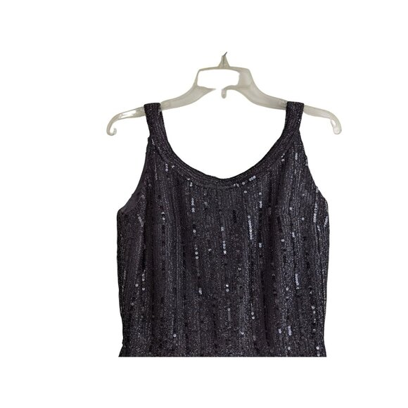 Vintage Judith Imports Black Sequined Sleeveless Dress Made In France Size 42 - Picture 12 of 13